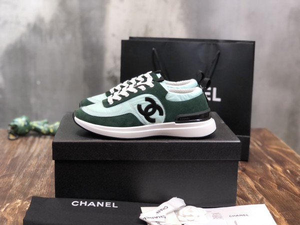 CHANEL Calfskin Anti-slip Wear-resistant Wrapping Low-top Lifestyle Casual Shoes Women's Green