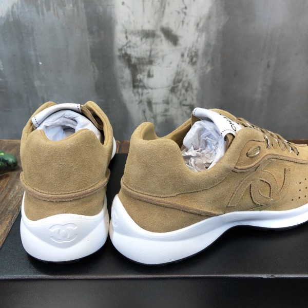 CHANEL leather suede sheepskin lace-up flat bottom shock absorption non-slip wear-resistant breathable low-top life casual shoes women's deep