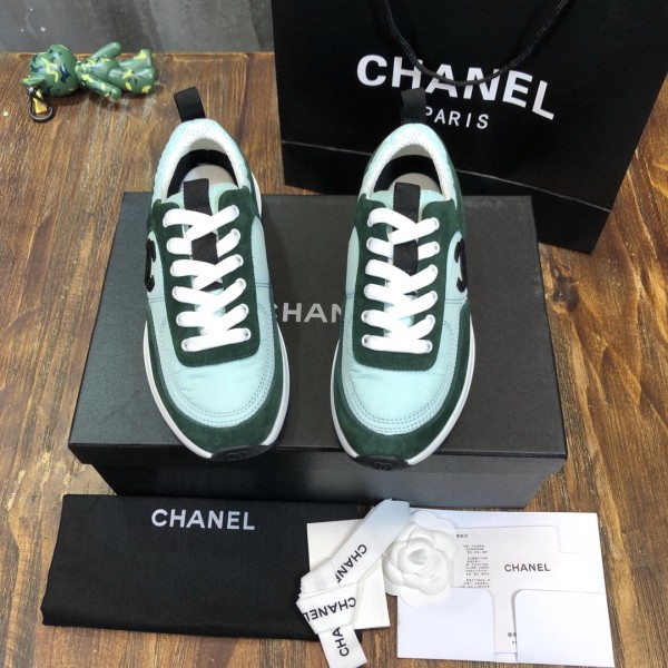 CHANEL Calfskin Anti-slip Wear-resistant Wrapping Low-top Lifestyle Casual Shoes Women's Green