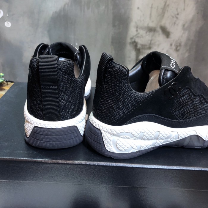 CHANEL leather lace-up flats shock-absorbing and non-slip low-top casual shoes for women black