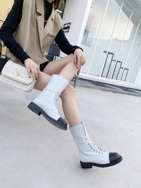 CHANEL Ankle Boots Women's Gray