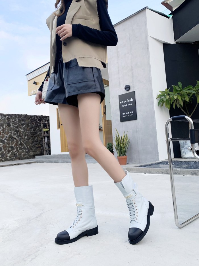 CHANEL Ankle Boots Women's Gray