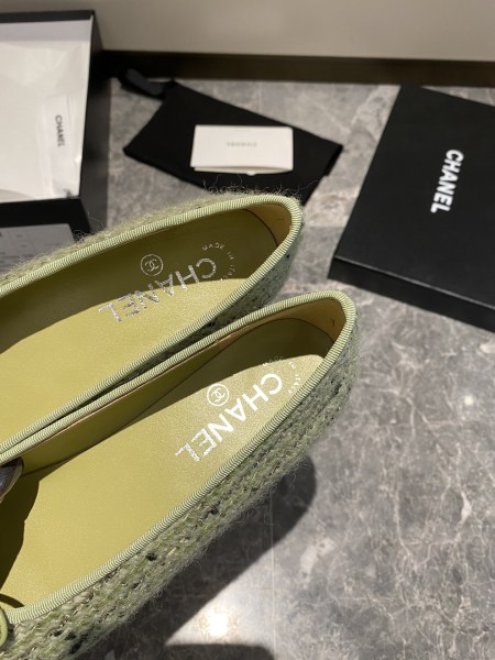 CHANEL Simple Casual Tweed Women's Casual Shoes Women's Green Black