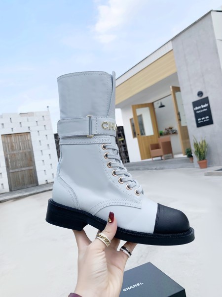 CHANEL Ankle Boots Women's Gray