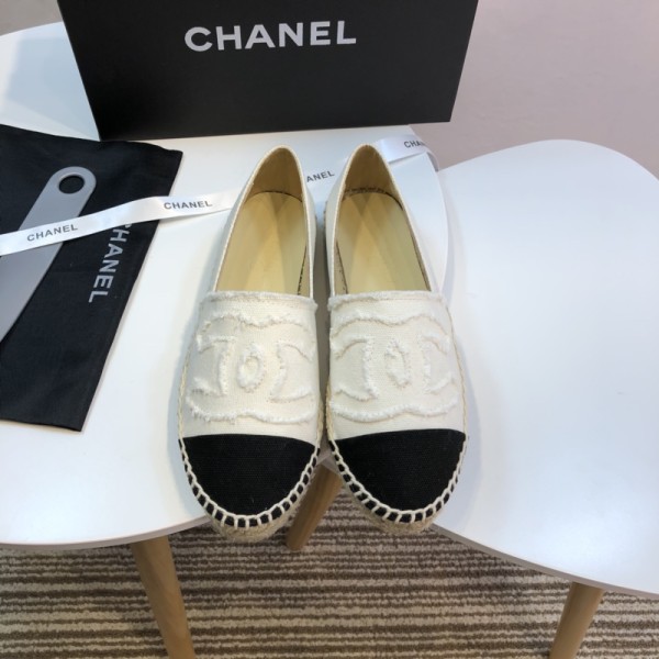 CHANEL Espadrilles Women's White Black
