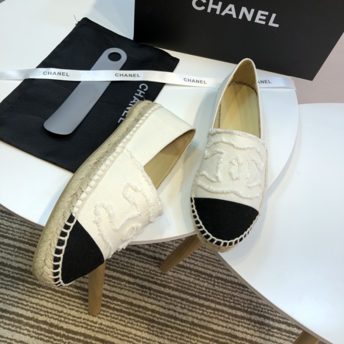 CHANEL Espadrilles Women's White Black