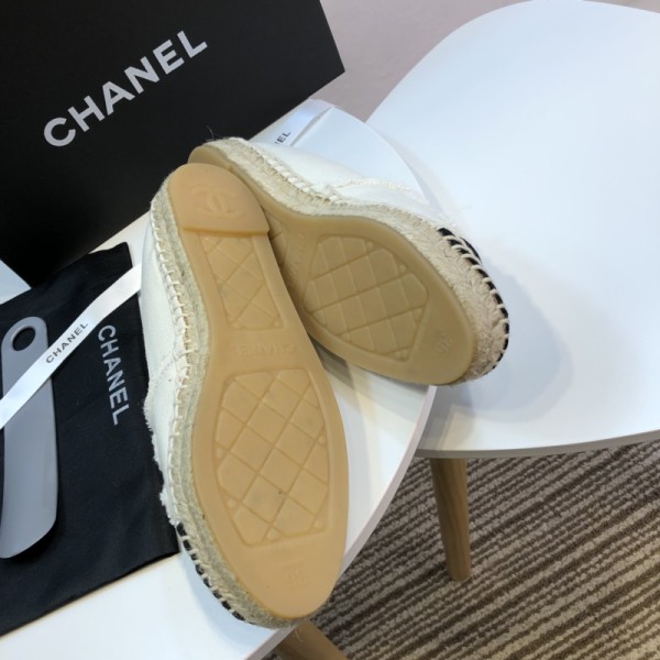 CHANEL Espadrilles Women's White Black