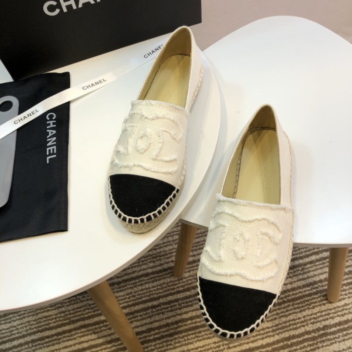 CHANEL Espadrilles Women's White Black