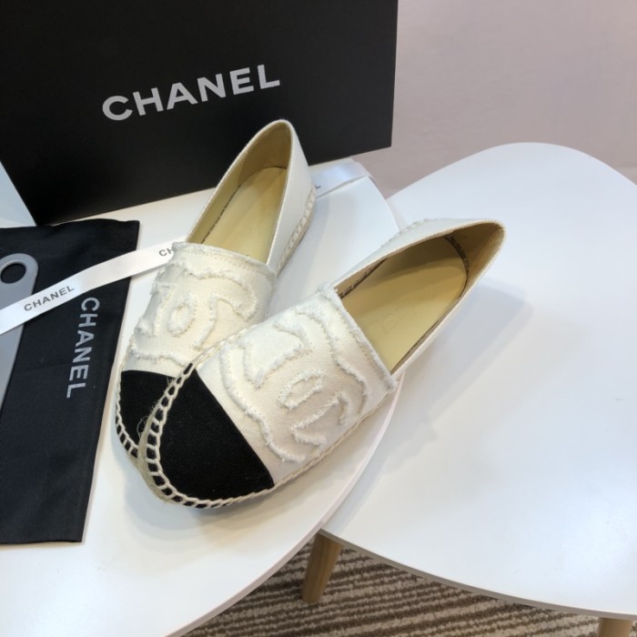 CHANEL Espadrilles Women's White Black