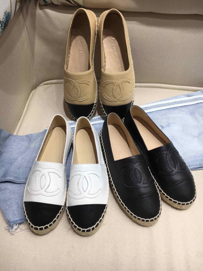 CHANEL Espadrilles Women's White Black