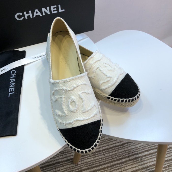 CHANEL Espadrilles Women's White Black