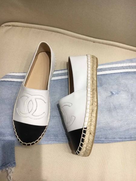 CHANEL Espadrilles Women's White Black
