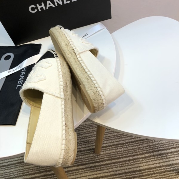 CHANEL Espadrilles Women's White Black