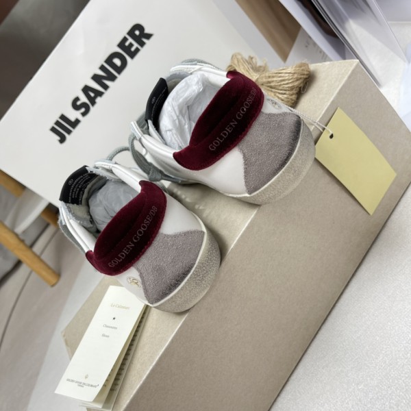 Golden Goose Super Star Cow Leather Stylish Skateboarding Shoes White Red