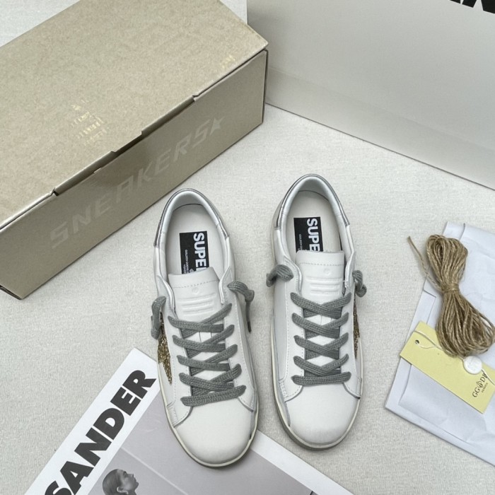 Golden Goose Super Star Leather Low top Skateboard Shoes Silver White