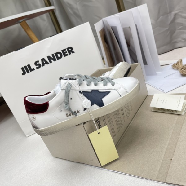 Golden Goose Super Star Cow Leather Stylish Skateboarding Shoes White Red