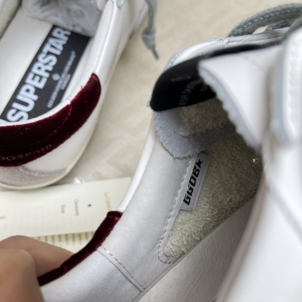 Golden Goose Super Star Cow Leather Stylish Skateboarding Shoes White Red