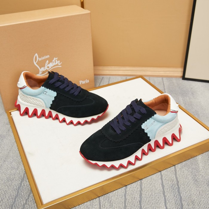 Christian Louboutin CL Low top Casual Shoes Black Orange Green