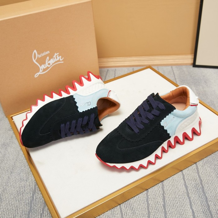 Christian Louboutin CL Low top Casual Shoes Black Orange Green