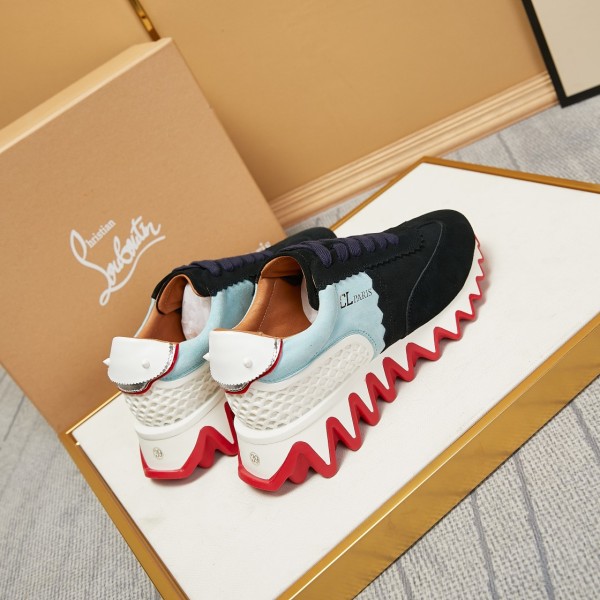 Christian Louboutin CL Low top Casual Shoes Black Orange Green