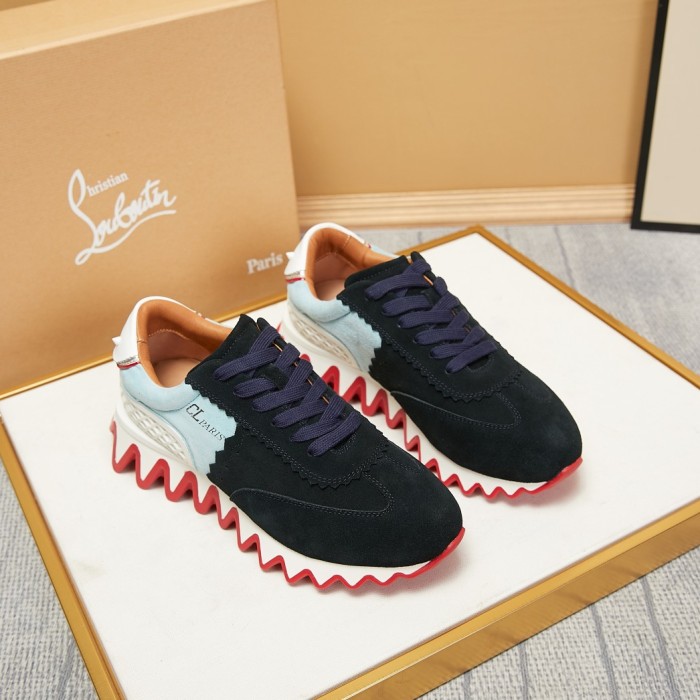 Christian Louboutin CL Low top Casual Shoes Black Orange Green