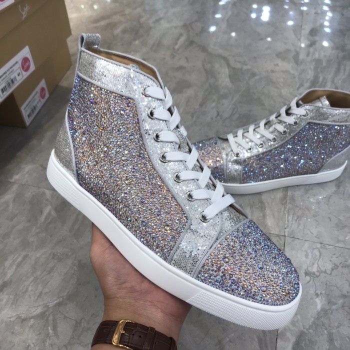 Christian Louboutin CL High Top Skateboard Shoes Pink