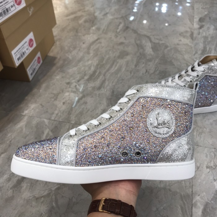 Christian Louboutin CL High Top Skateboard Shoes Pink