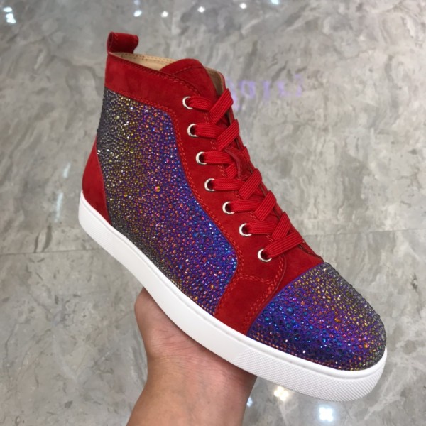 Christian Louboutin CL High Top Stylish Skateboarding Shoes Red