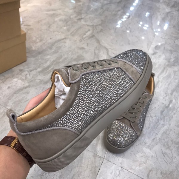 Christian Louboutin CL Low top Stylish Skateboarding Shoes Men's Gray