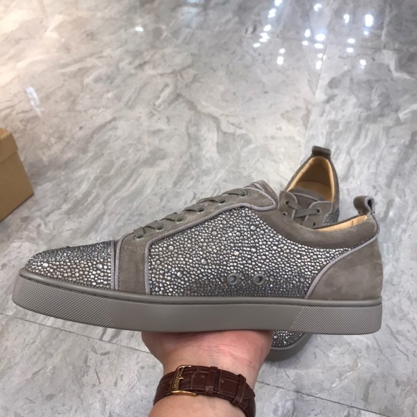 Christian Louboutin CL Low top Stylish Skateboarding Shoes Men's Gray