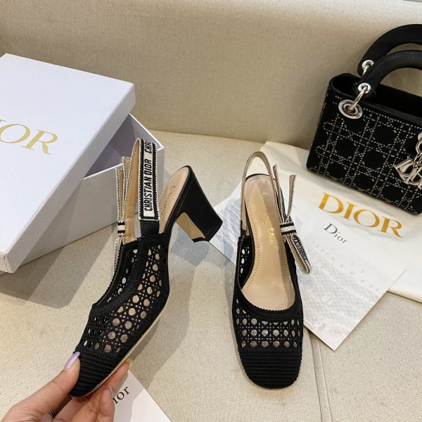 DIOR Moi Block Heel High Heels Women's Black