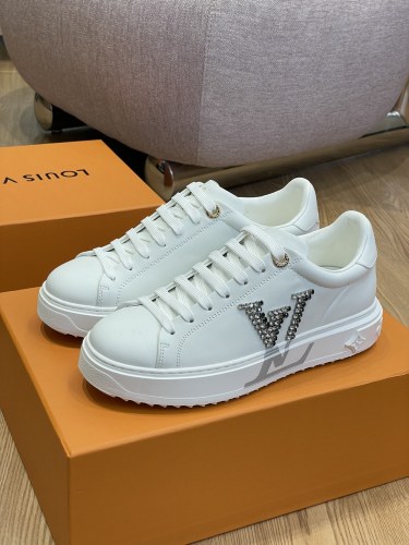 LOUIS VUITTON Time Out Sneakers 'White With Large Crystal Side Logo'