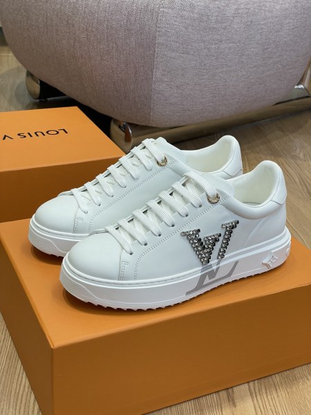 LOUIS VUITTON Time Out Sneakers 'White With Large Crystal Side Logo'