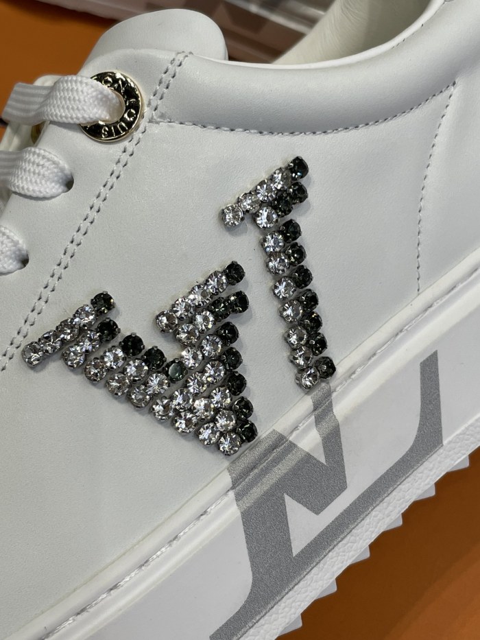 LOUIS VUITTON Time Out Sneakers 'White With Large Crystal Side Logo'