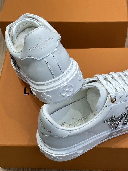 LOUIS VUITTON Time Out Sneakers 'White With Large Crystal Side Logo'