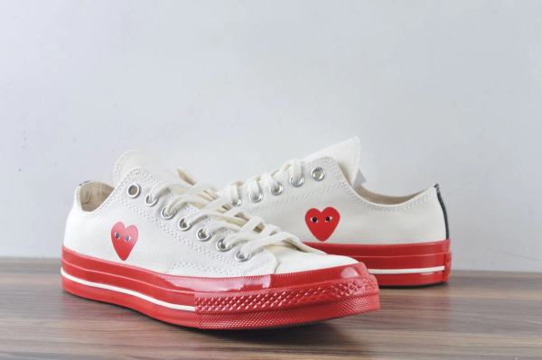Converse Chuck Taylor All-Star 70 Ox Comme des Garcons PLAY Egret Red Midsole