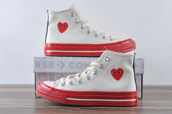 Converse Chuck Taylor All-Star 70 Hi Comme des Garcons PLAY Egret Red Midsole