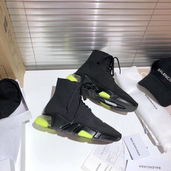 Balenciaga Speed Lace Up Clear Sole Yellow Fluo