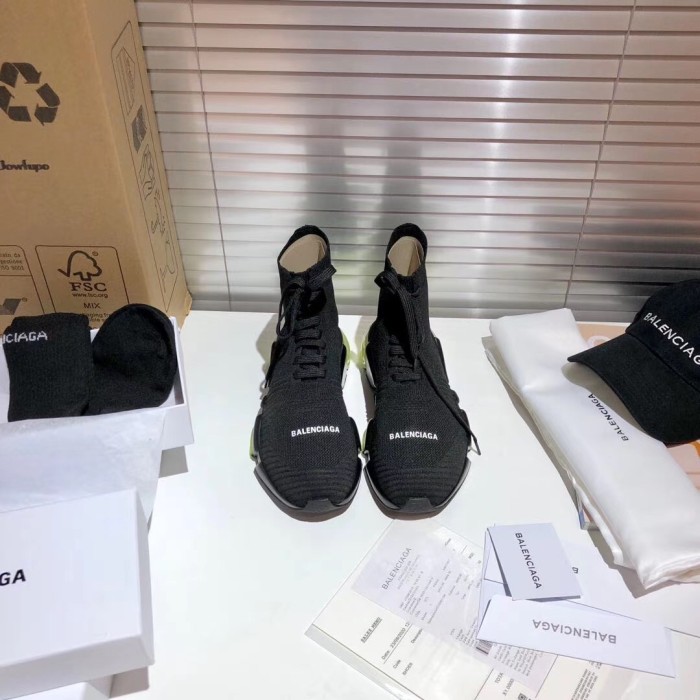 Balenciaga Speed Lace Up Clear Sole Yellow Fluo