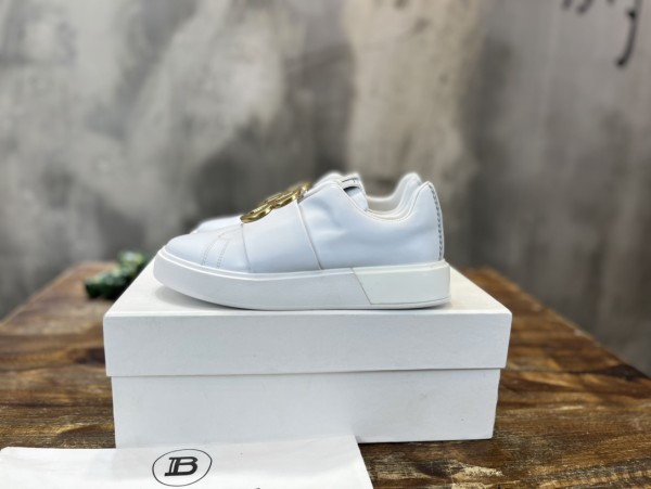 BALMAIN B Court Low Top Stylish Skateboarding Shoes Women's White