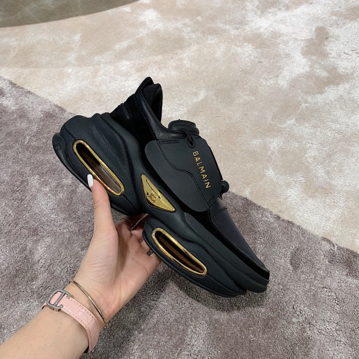 Balmain B-Bold Low-Top Black Gold