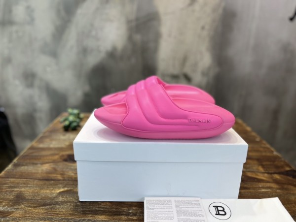 BALMAIN B IT Rubber Quiet Slide Slippers Women's Pink