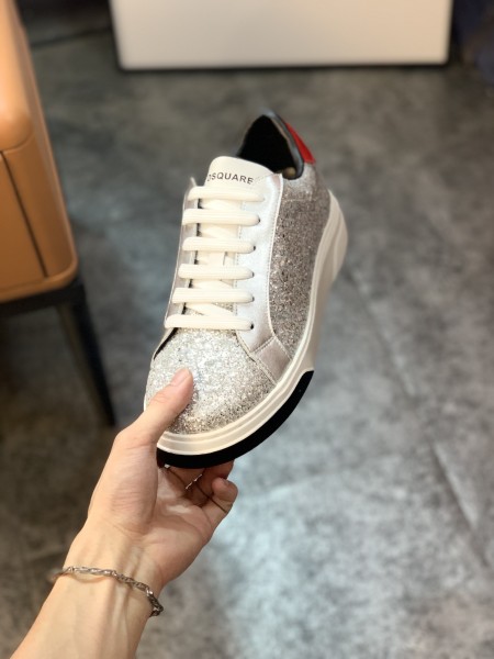 DSQUARED 2 Polyester Casual Stylish Skateboarding Shoes Women's Silver