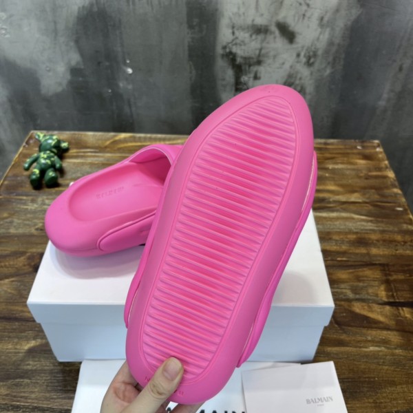 BALMAIN B IT Rubber Quiet Slide Slippers Women's Pink