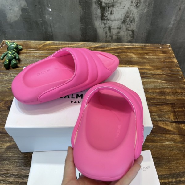 BALMAIN B IT Rubber Quiet Slide Slippers Women's Pink
