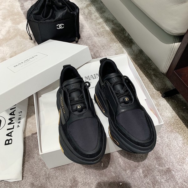 Balmain B-Bold Low-Top Black Gold