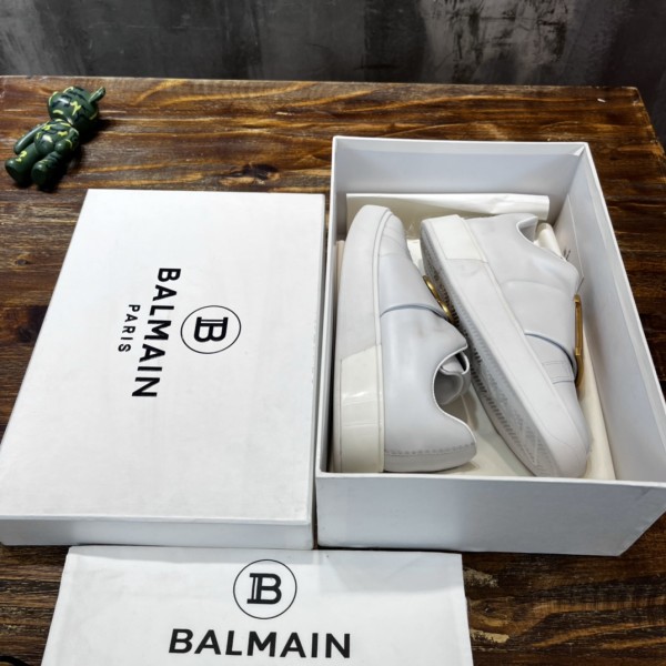 BALMAIN B Court Low Top Stylish Skateboarding Shoes Women's White
