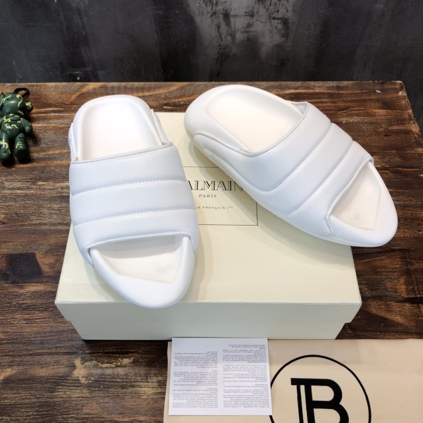 BALMAIN B IT Slide Slippers Men's White