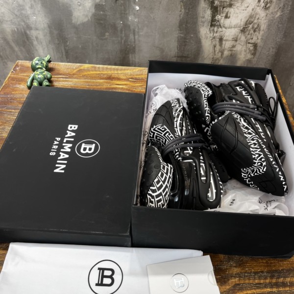 BALMAIN Unicorn Low 'Ivory Black Monogram'