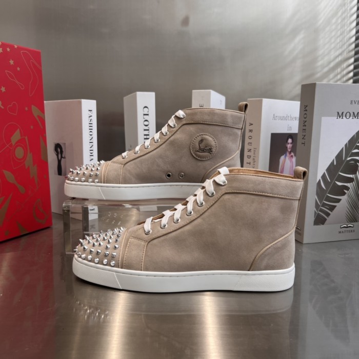 Christian Louboutin CL High Top Skateboard Shoes Beige